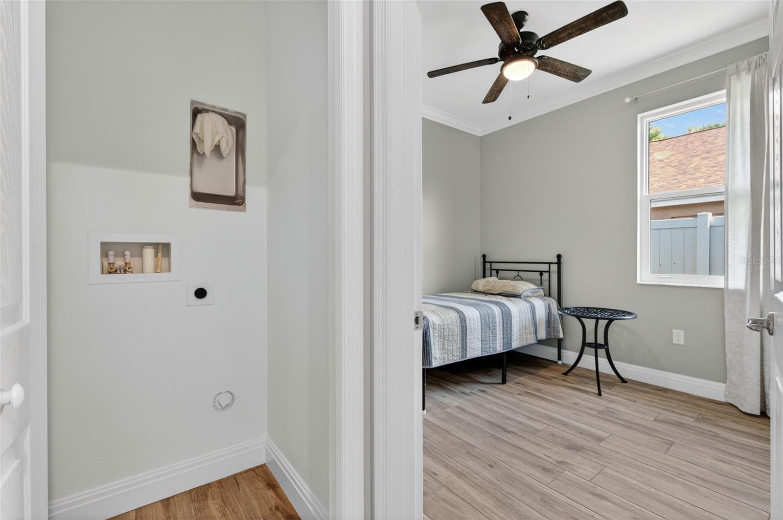 Washer/Dryer hook ups - indoor laundry closet.