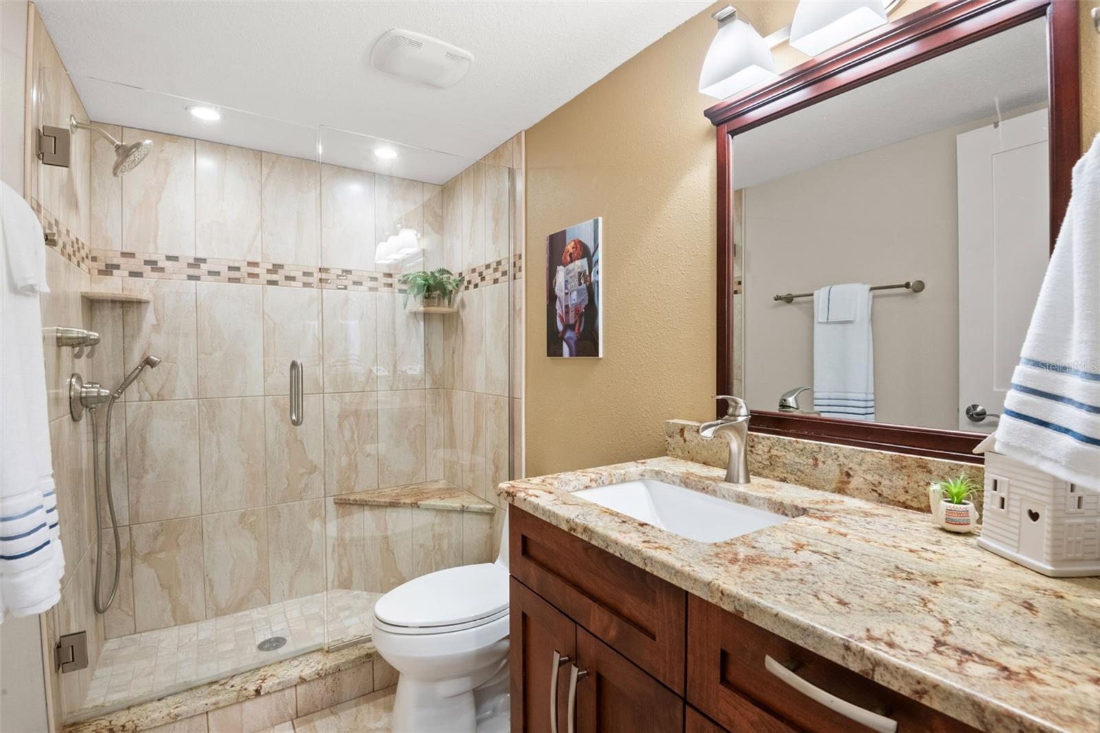 Ensuite bath with step-in shower