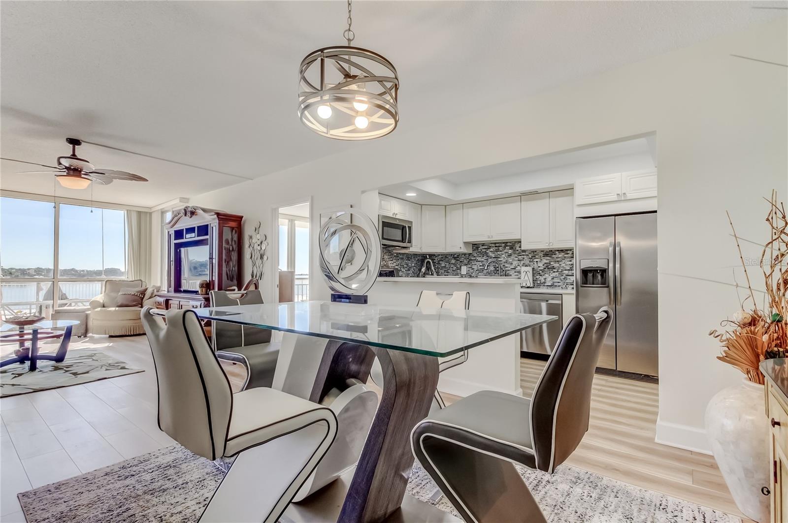 Dining are looking over kitchen and living room