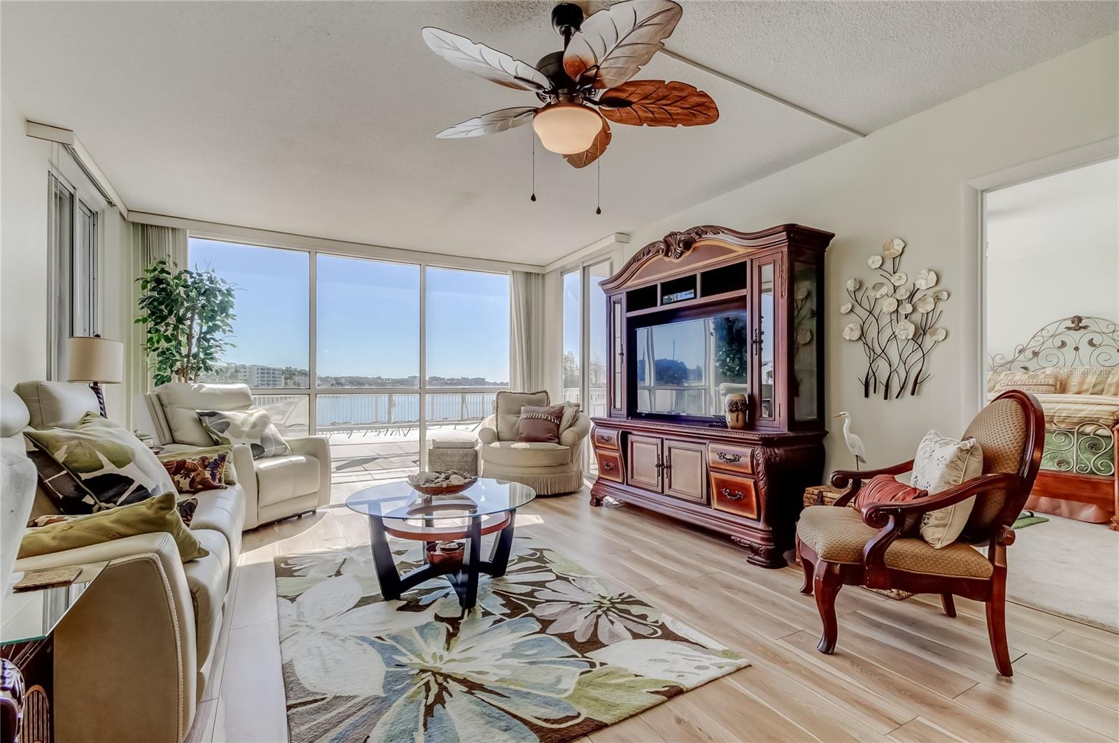 Living Room and view of water