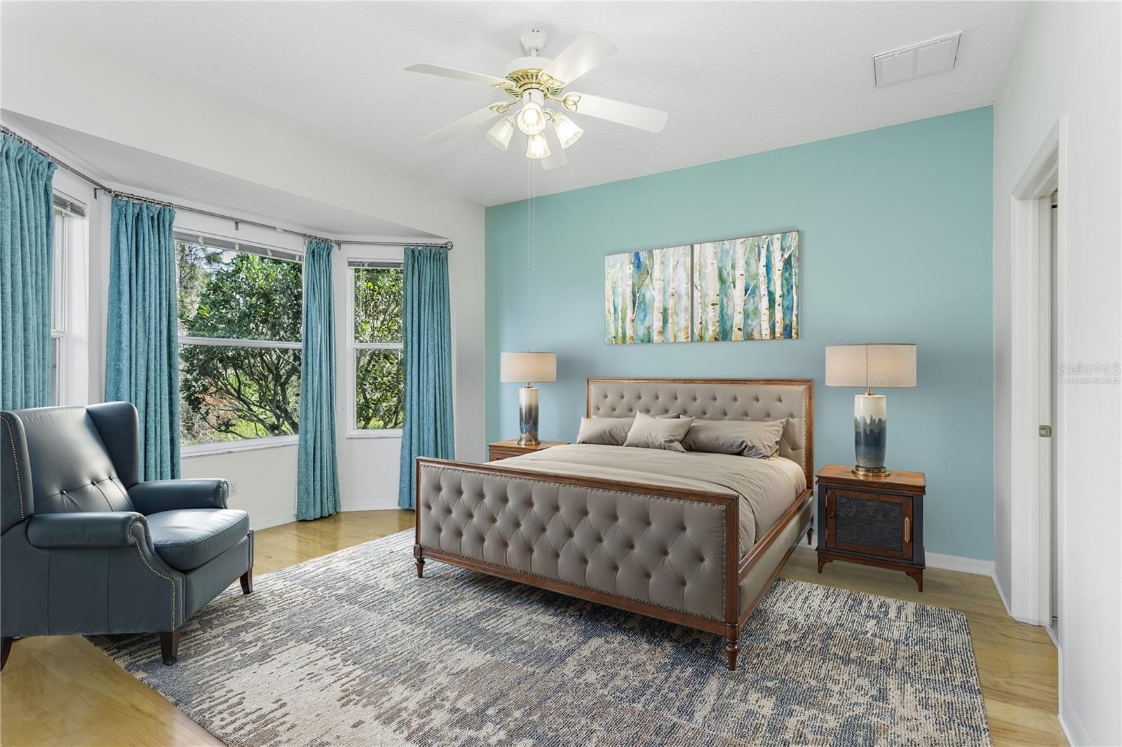 Virtually staged master bedroom