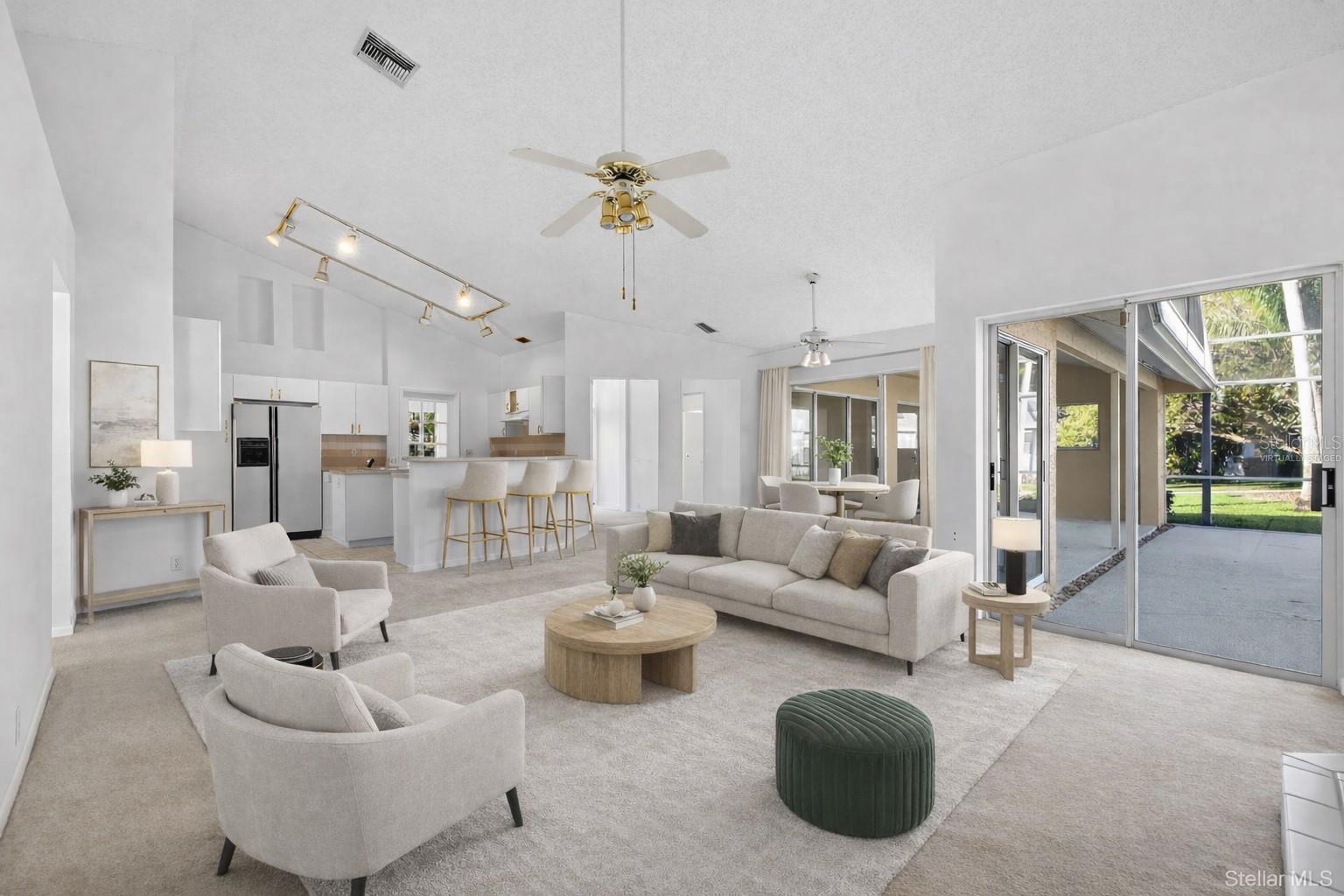 Virtually staged family room