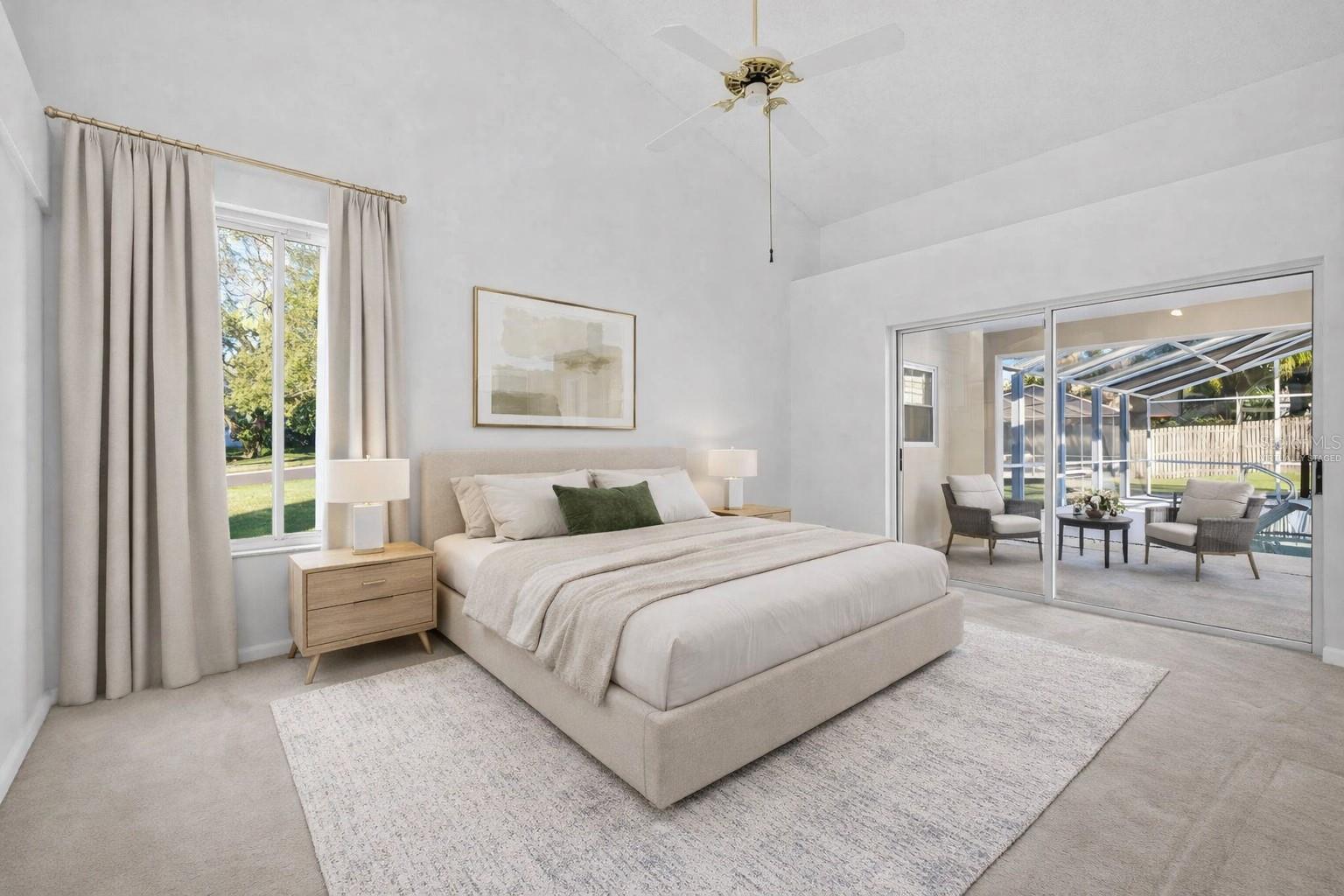 Virtually staged primary bedroom