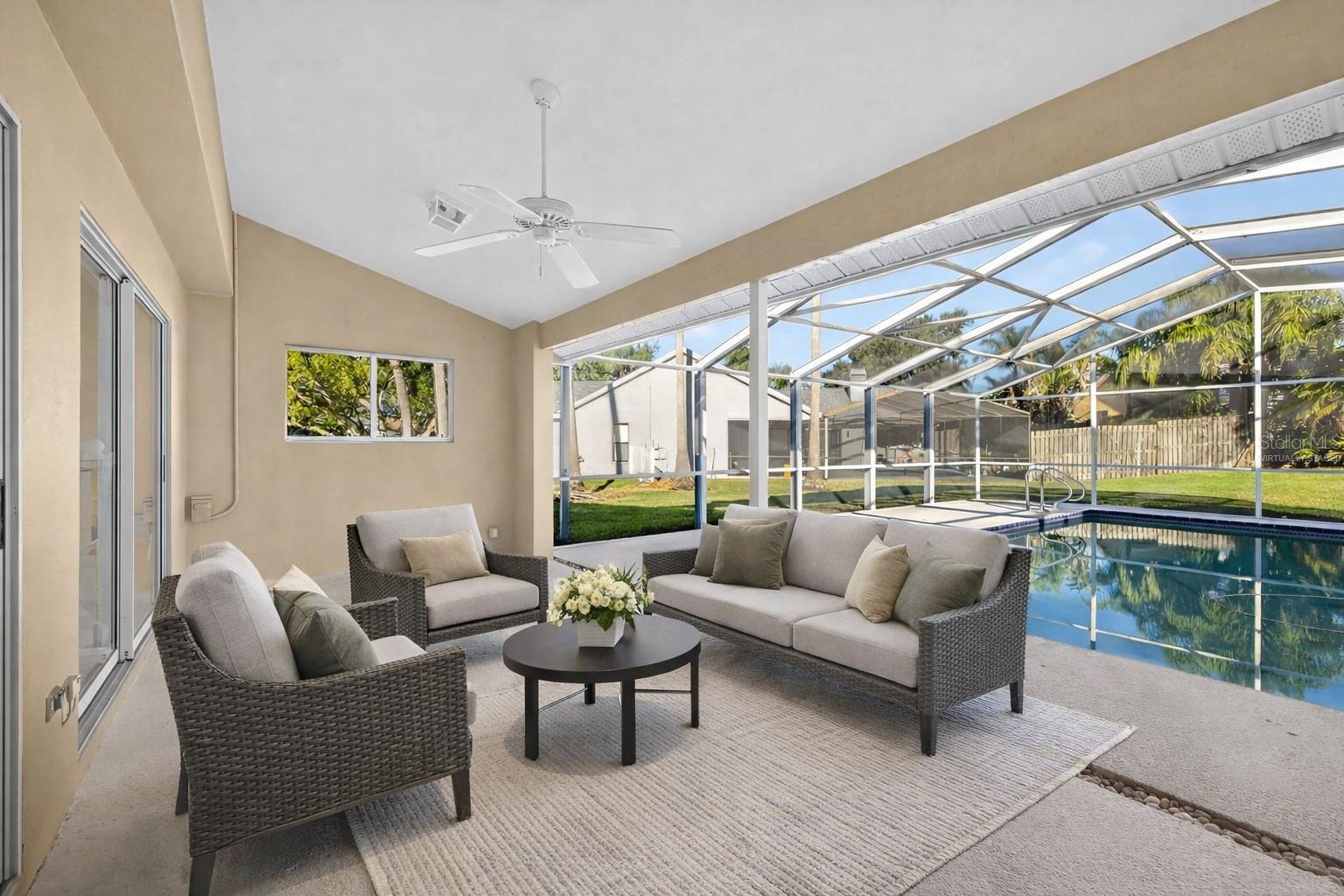 Virtually staged covered lanai