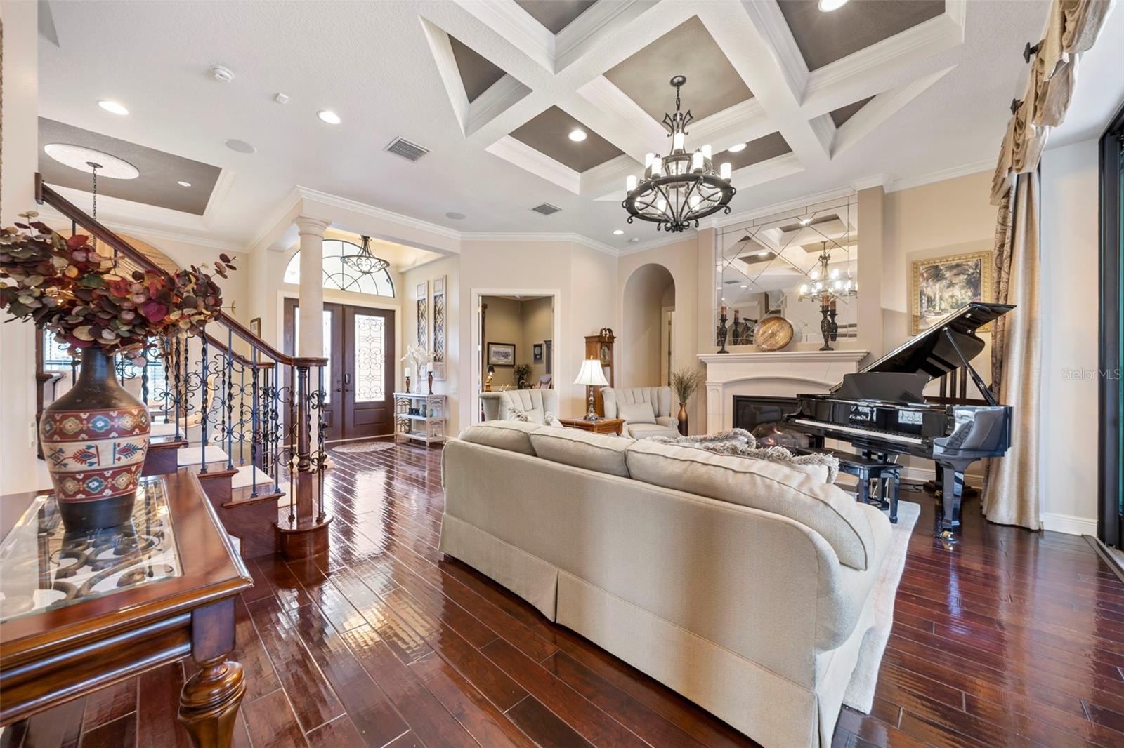 Living room with speciality ceilings