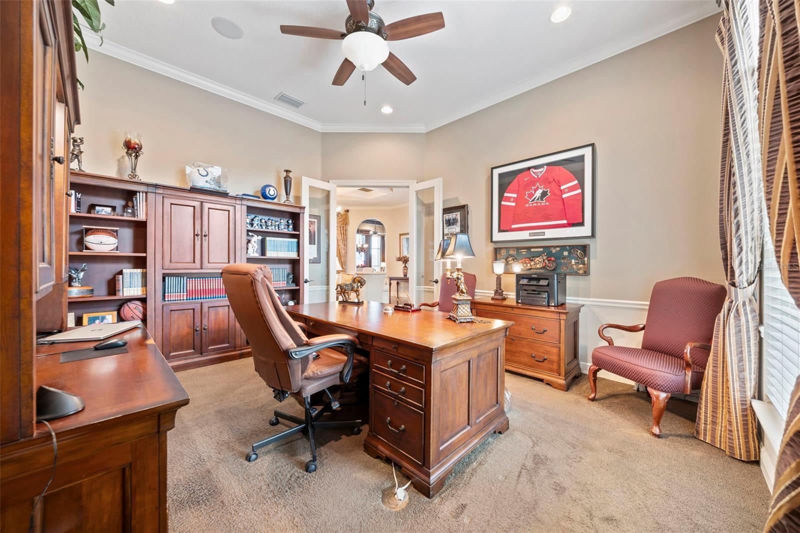 Office with french doors on main floor