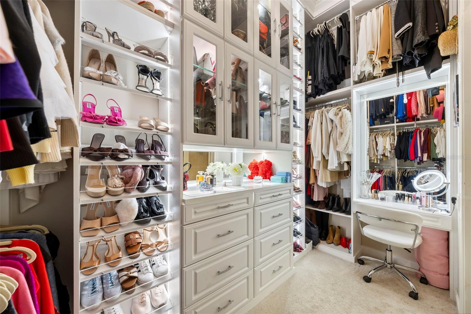 Custom closet in primary bedroom