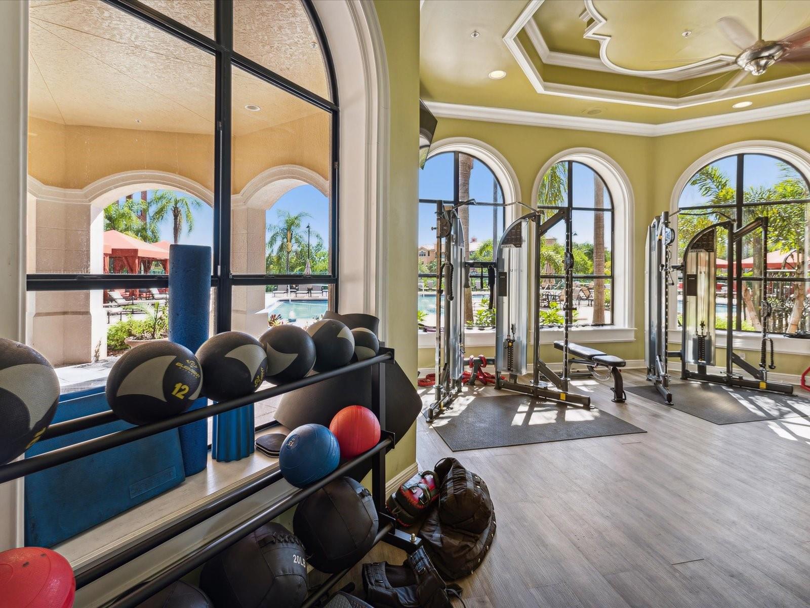 Fitness Center overlooking the pool