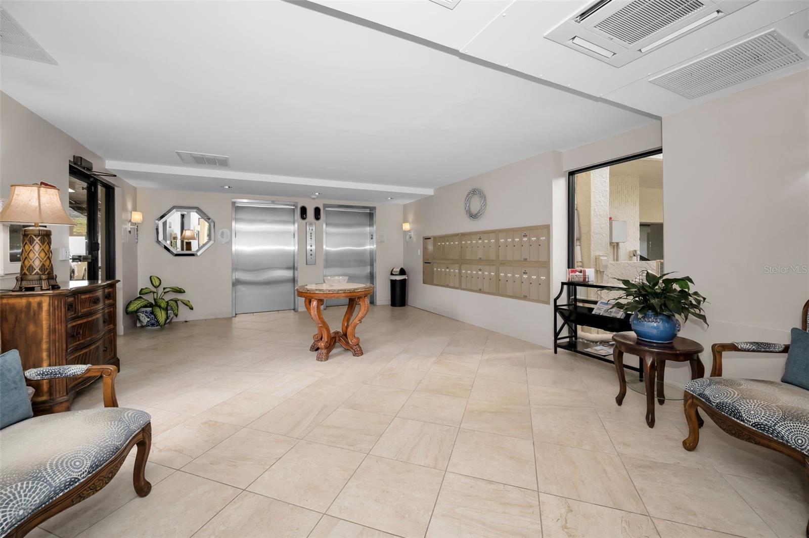 Lobby with access to two building elevators