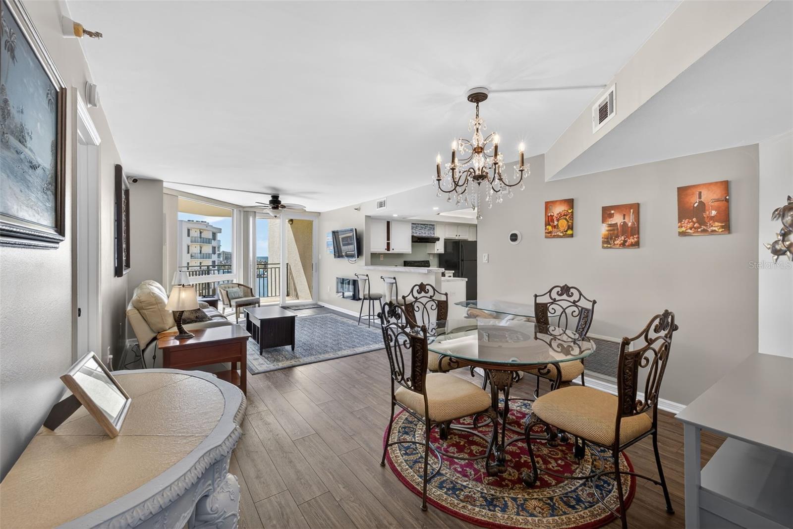 Your dining area is spacious and has an abundance of light