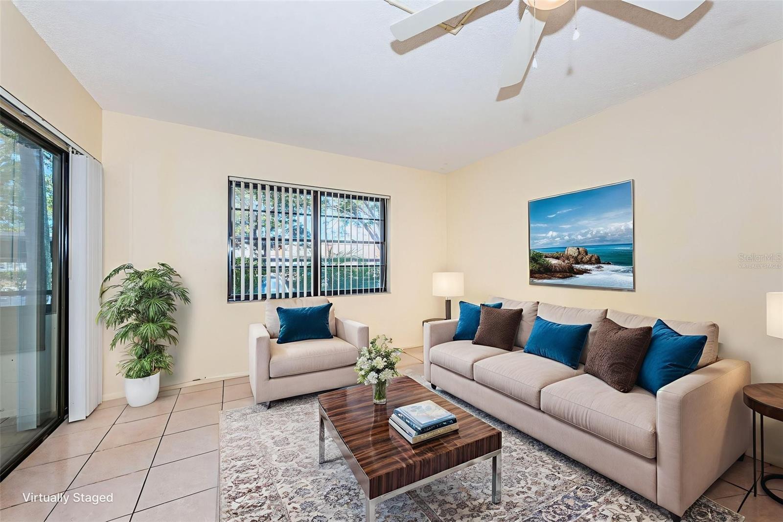 Virtually staged living room