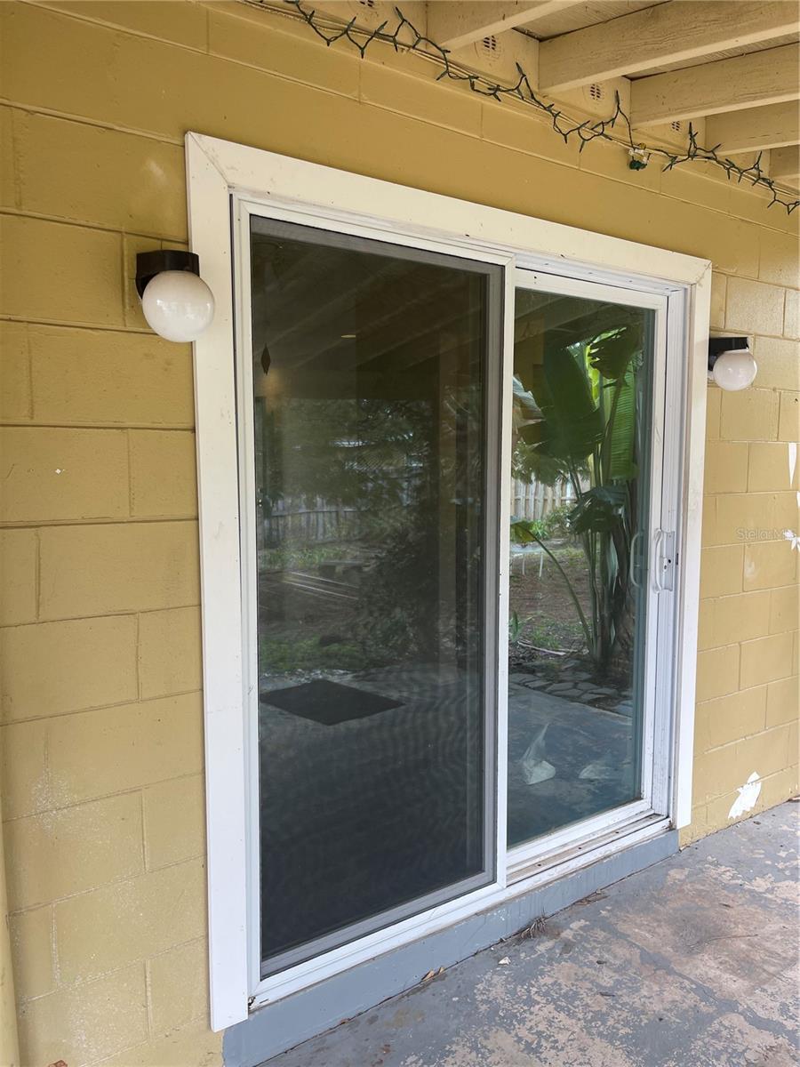 Sliders view from backyard