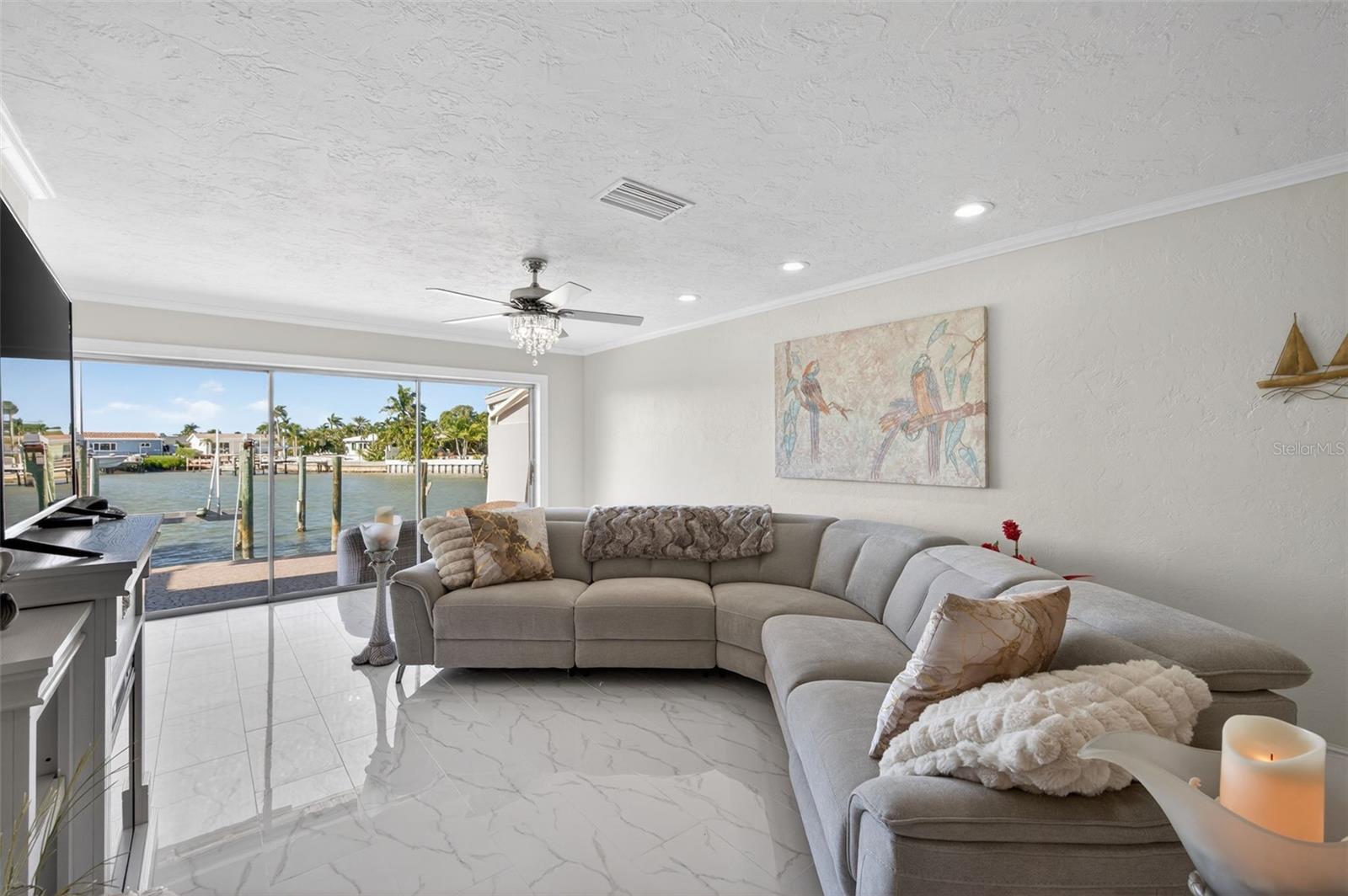 Open and bright Living Room with WATER views!