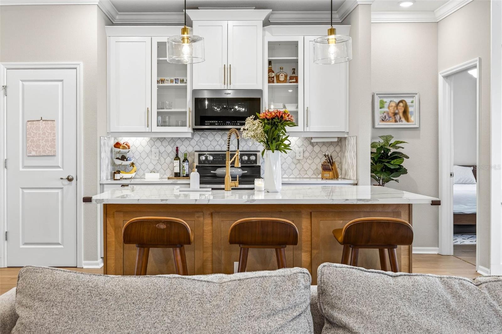 View from living room to the kitchen