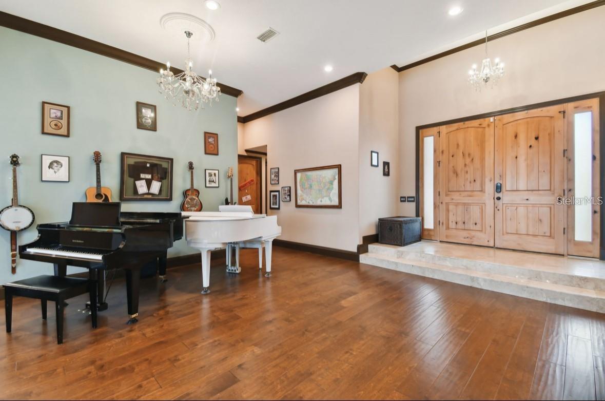 front door and forma l living room