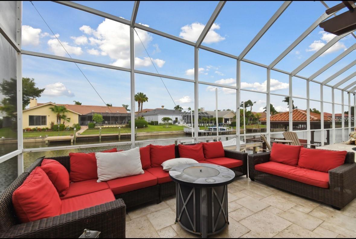seating area by outdoor  kitchen