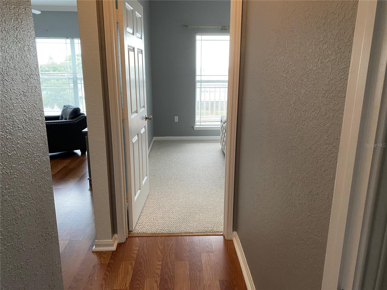 Hallway to guest bathroom