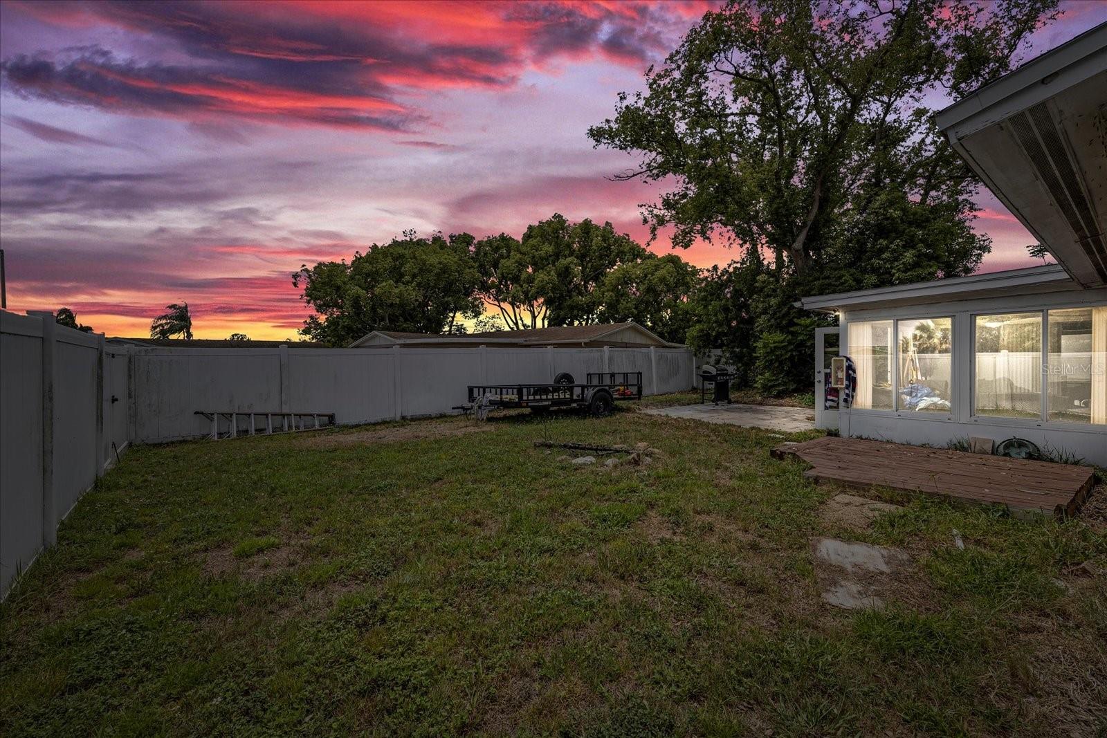Twilight backyard view