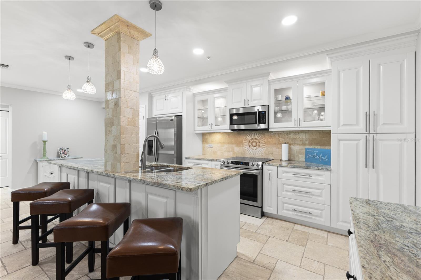 From the dining room showing off the beautiful kitchen