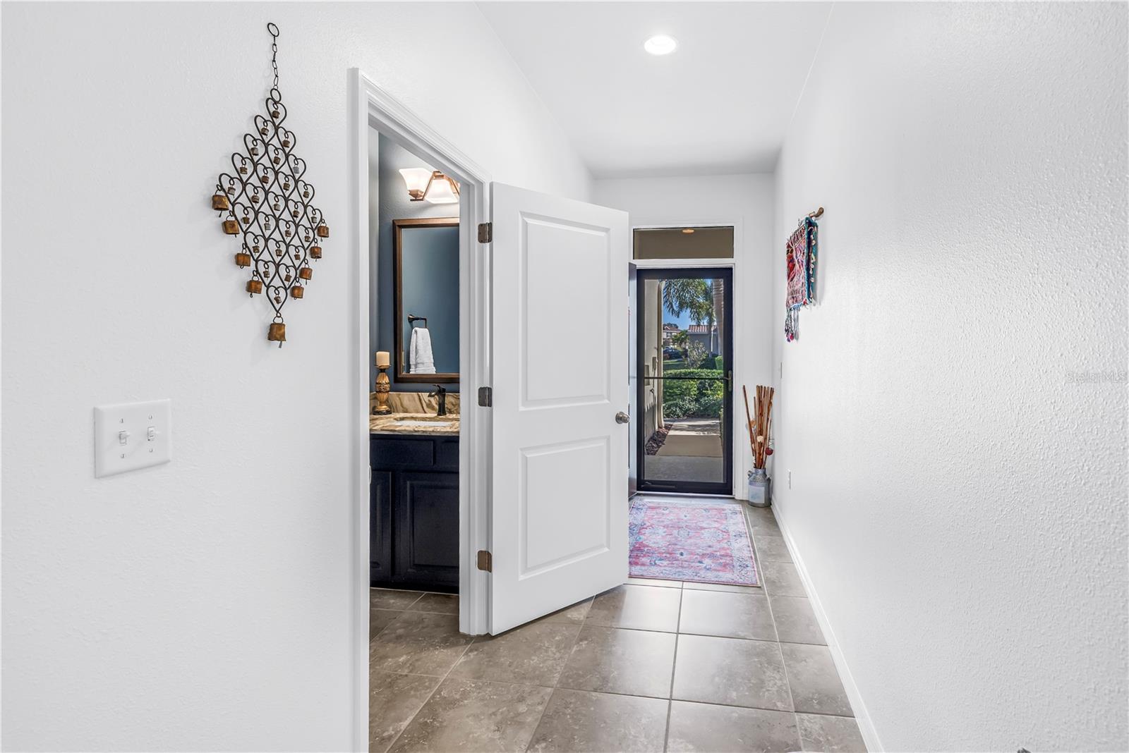 Front entry hall with powder bath