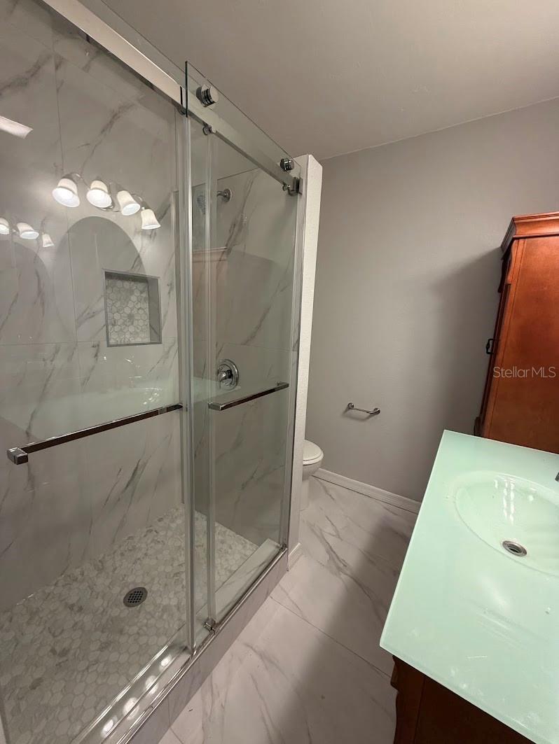 The primary ensuite bathroom is gorgeous!