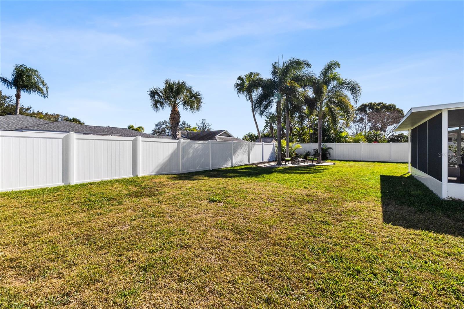 Over view of back yard from the other side.