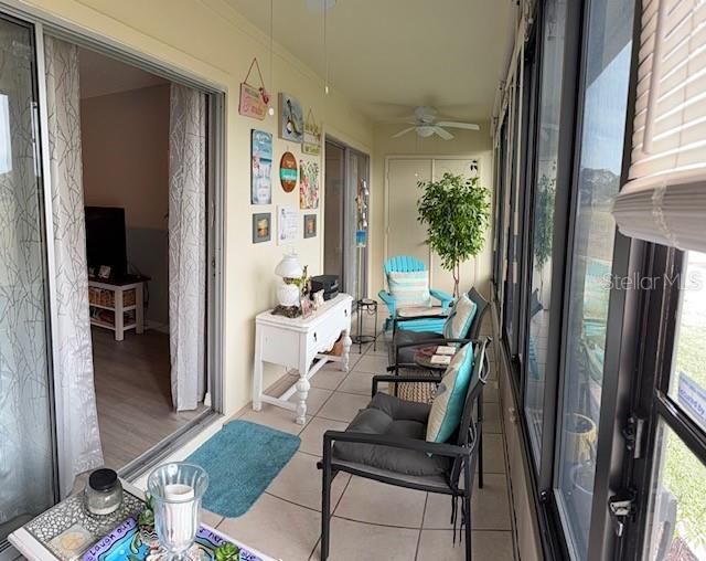 CERAMIC TILE FLORIDA ROOM.  NEW WINDOWS + DESIGNER STYLE SHADES