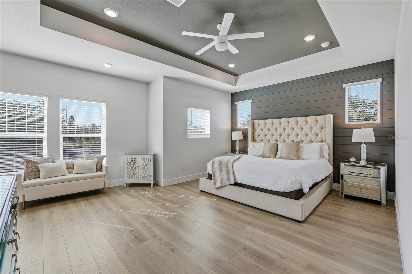 Stately and sizable primary bedroom located on the second floor.