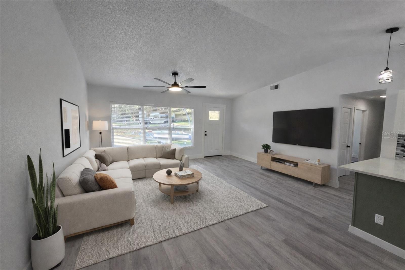 living room. virtually staged