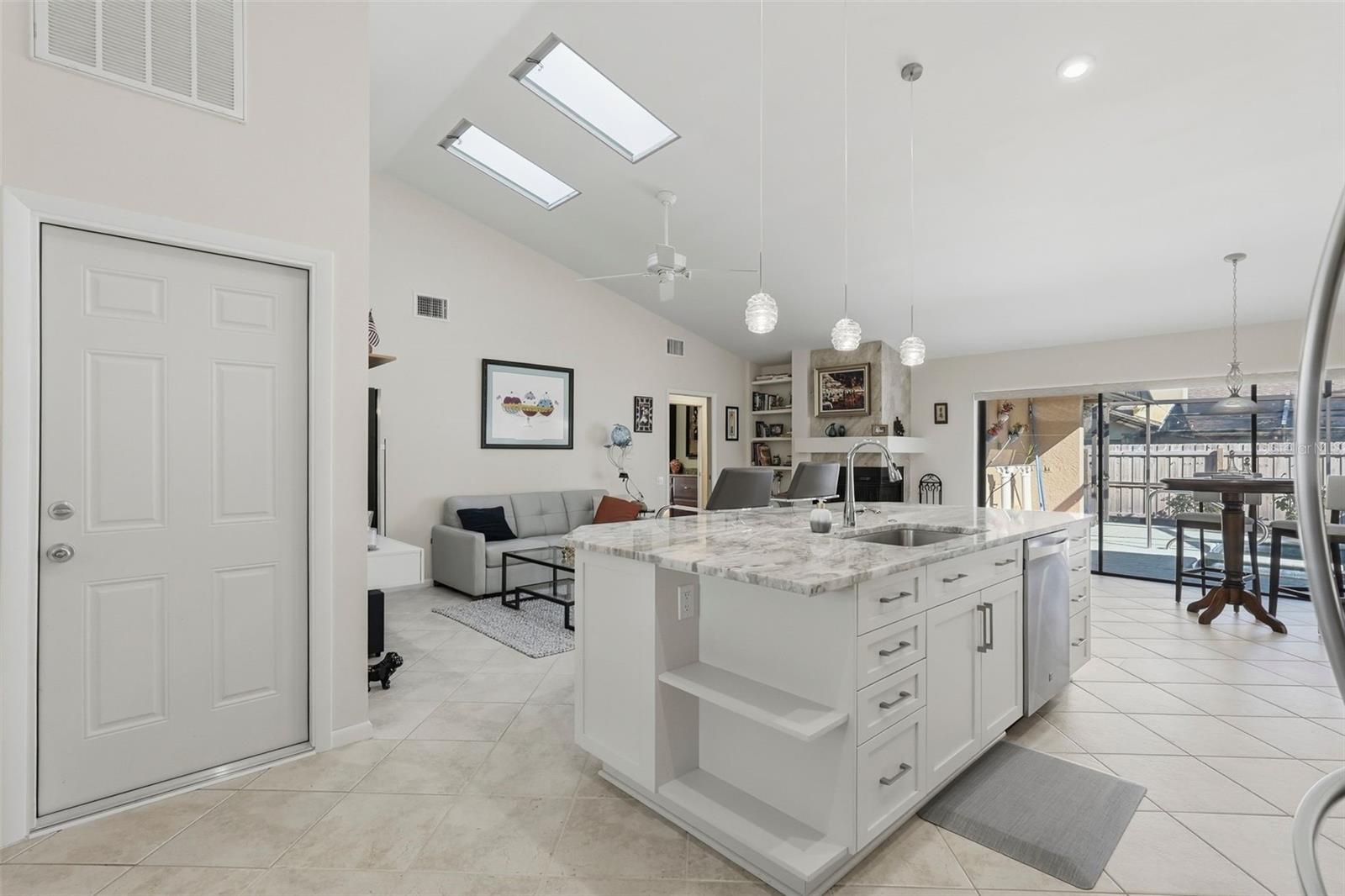 New fire entry door to garage and added shades to both skylights in the leisure room.