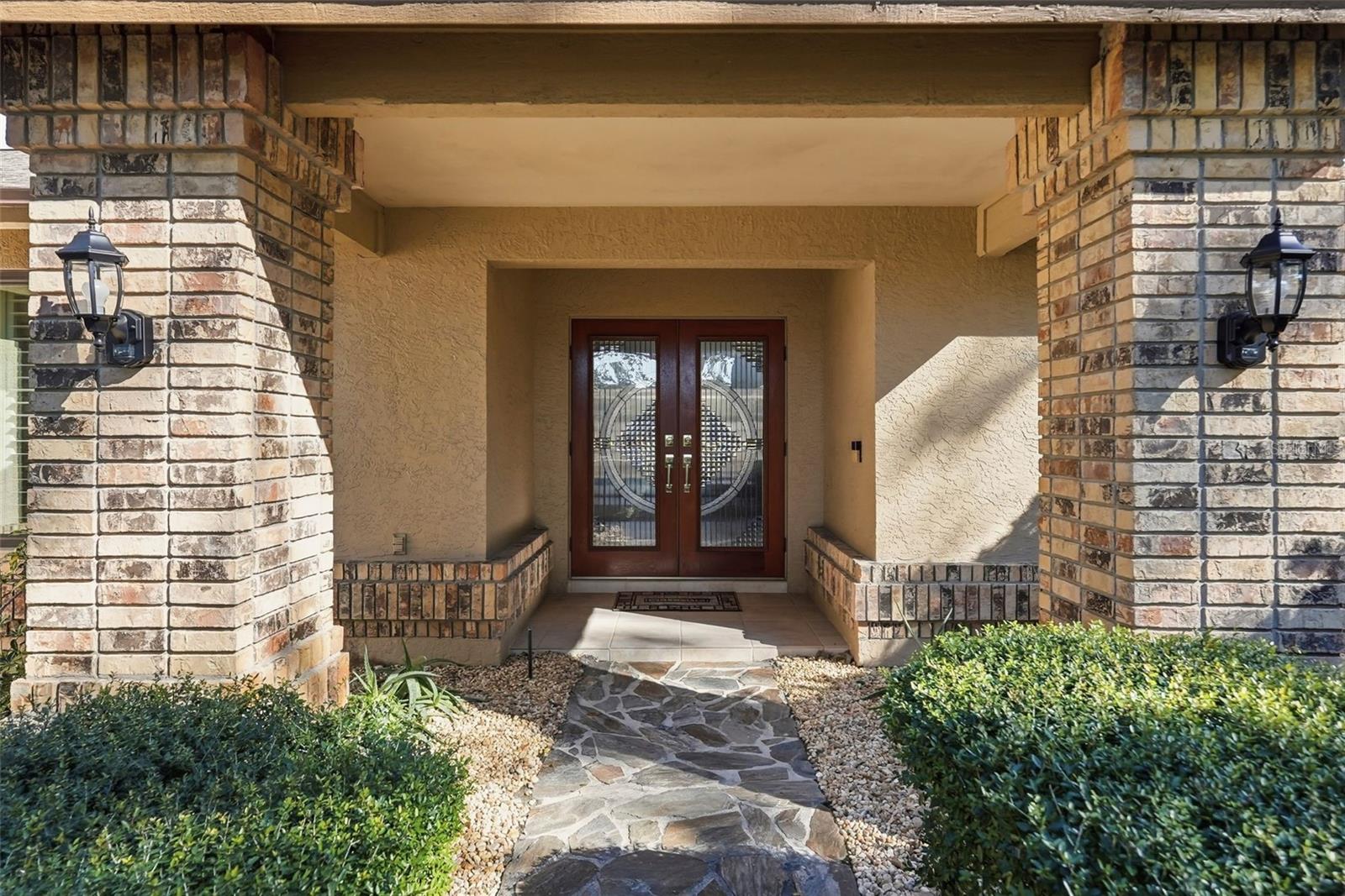 Rock walkway and front entrance.