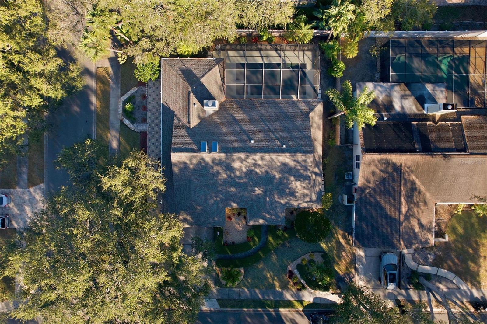 Aerial view of corner lot.