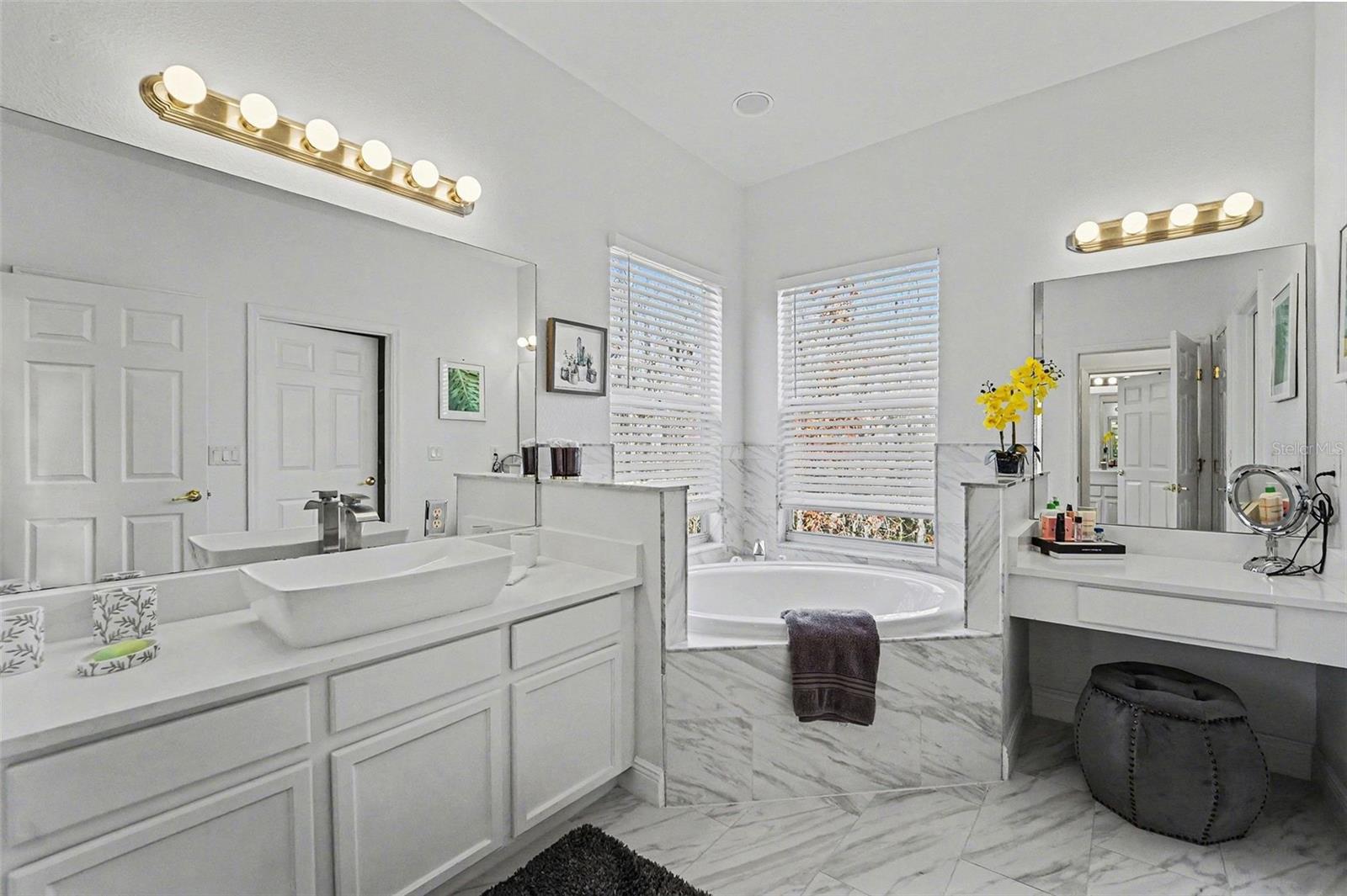 Primary Bathroom with Garden Tub, Vanity, Make Up Desk, Toilet Closet