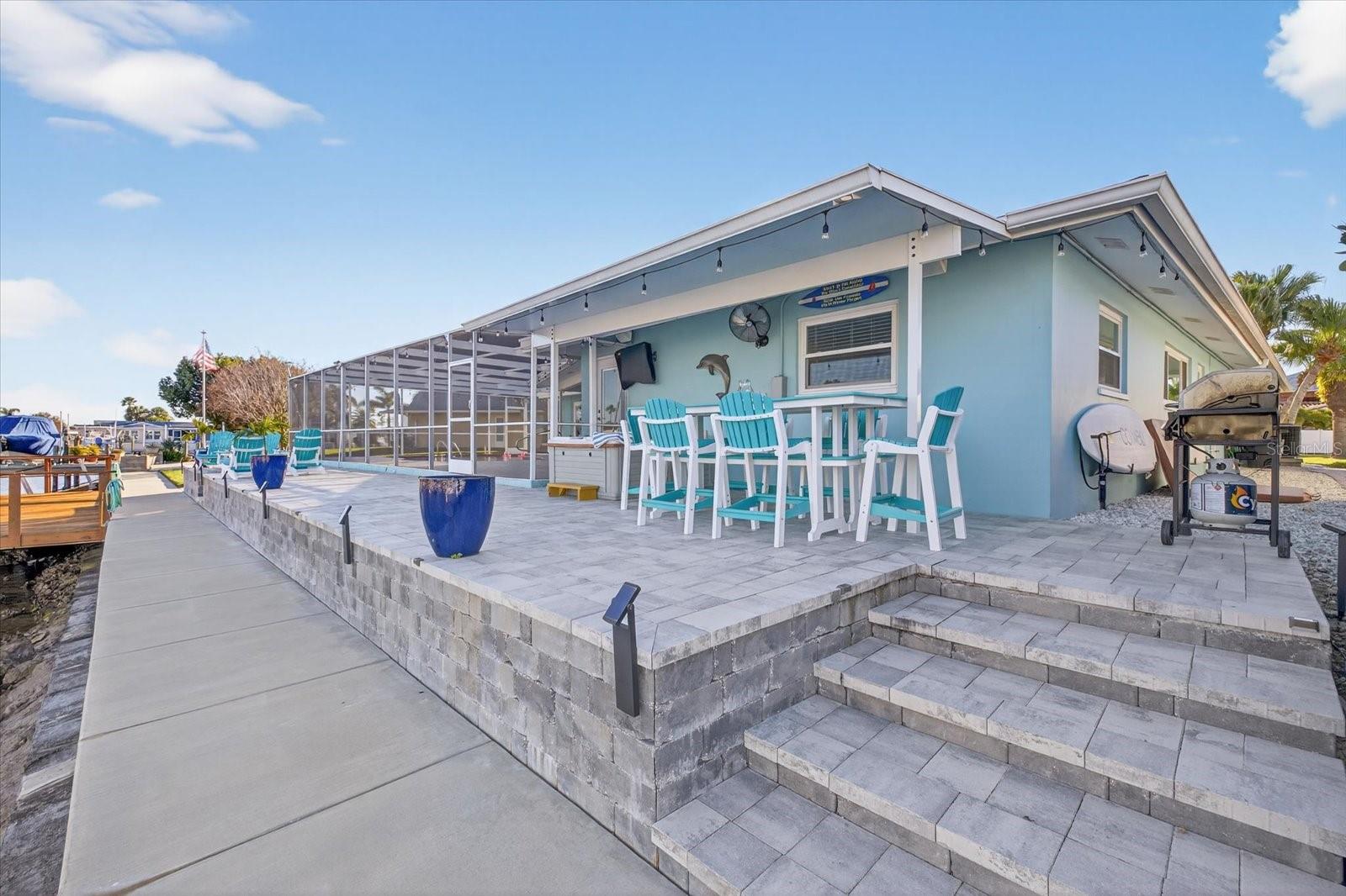 Paver backyard covered patio