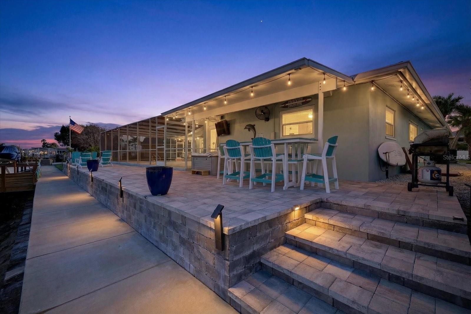 Twilight of backyard