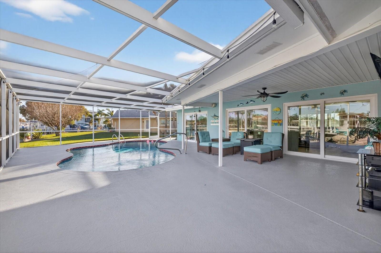 Enclosed pool patio area