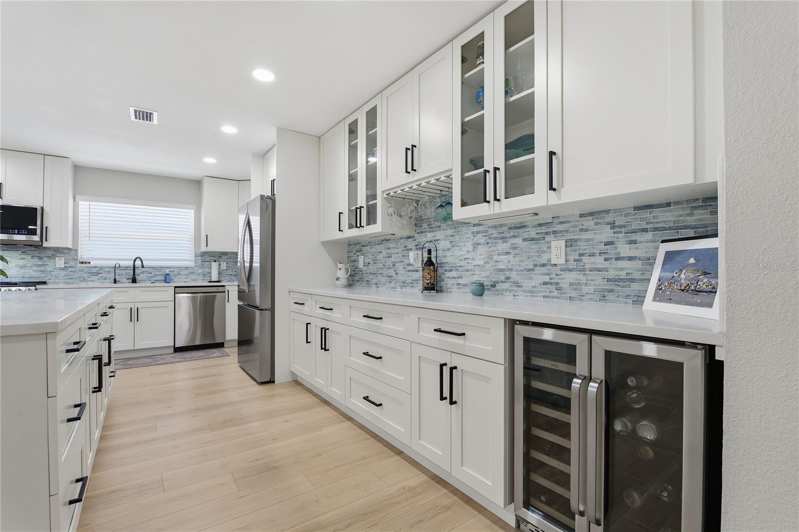 SHOWCASE CABINETS AND WINE FRIDGE!