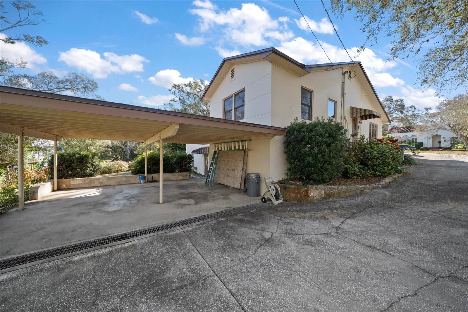 Rear View of Home showing the side entry and the Car Ports