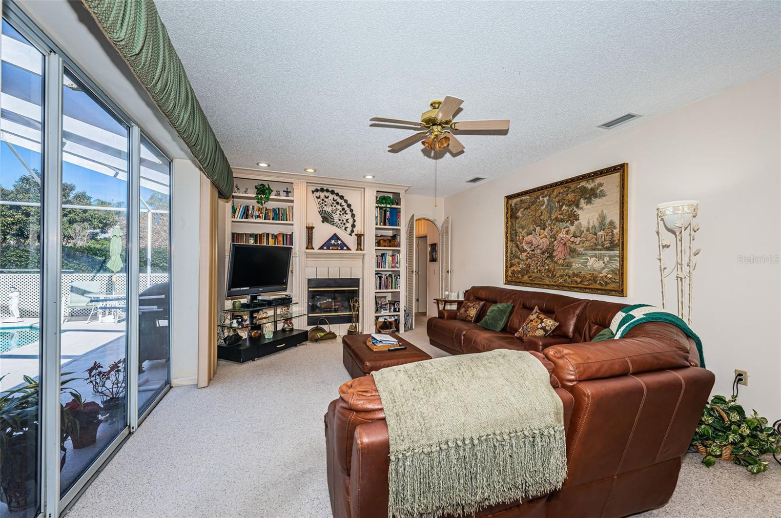 Family Room with woodburning Fireplace