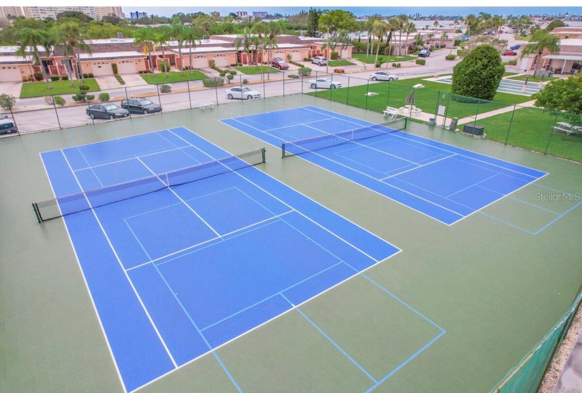 An area of view of the tennis courts, for the men and ladies tennis clubs!