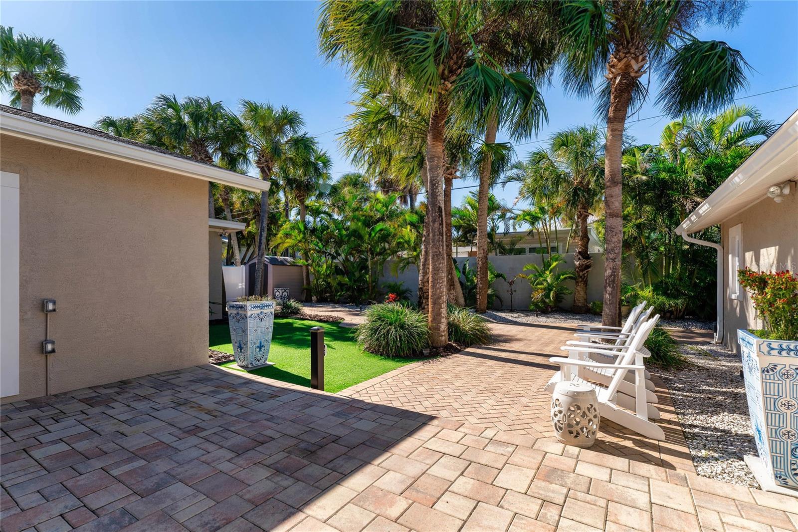 Backyard views showcase the various private exterior access and seating area.