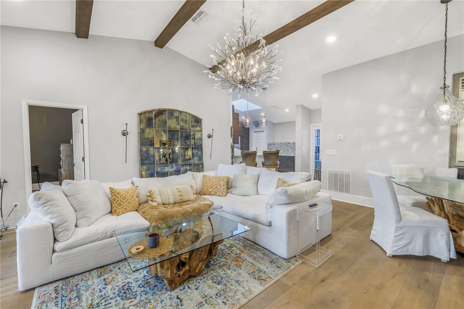 Valuted Ceiling with gorgeous beams