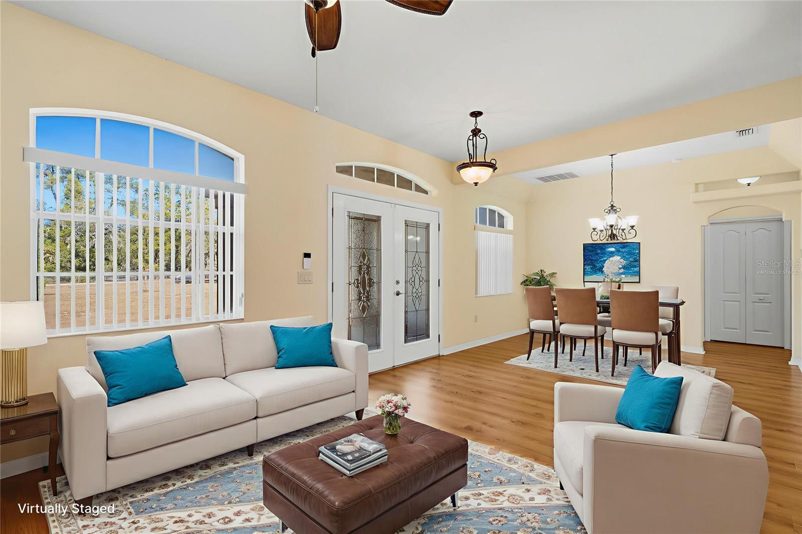 Virtually Staged Formal Living & Dining Room area.