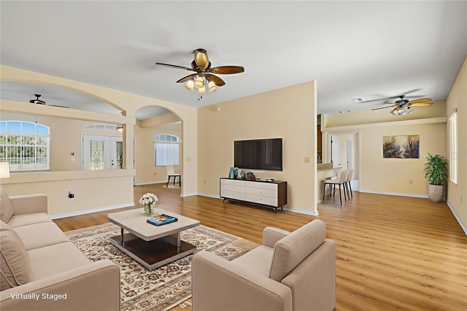 Virtually Staged Family Room.