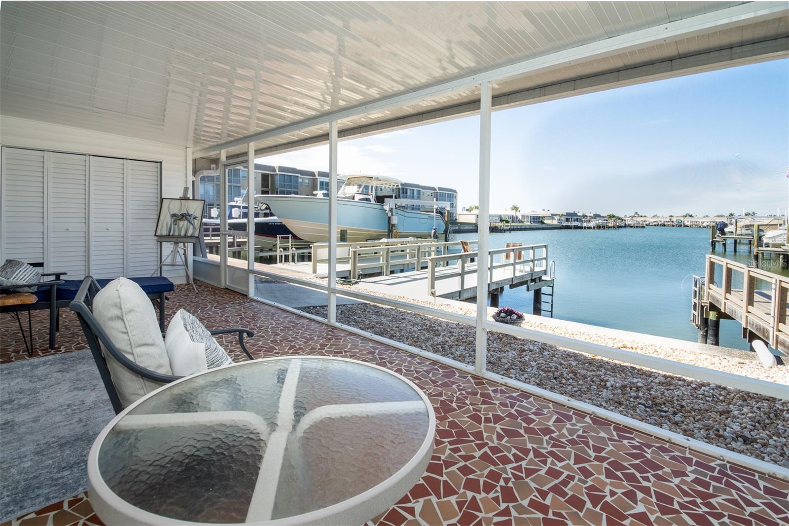 Florida Room overlooking dock.