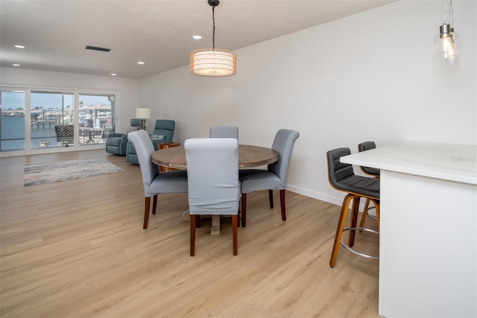 Dining/Living Room with view of water