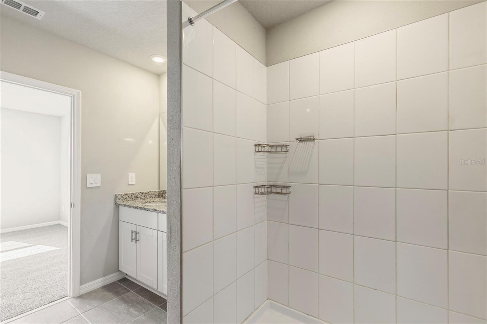 step in tiled shower