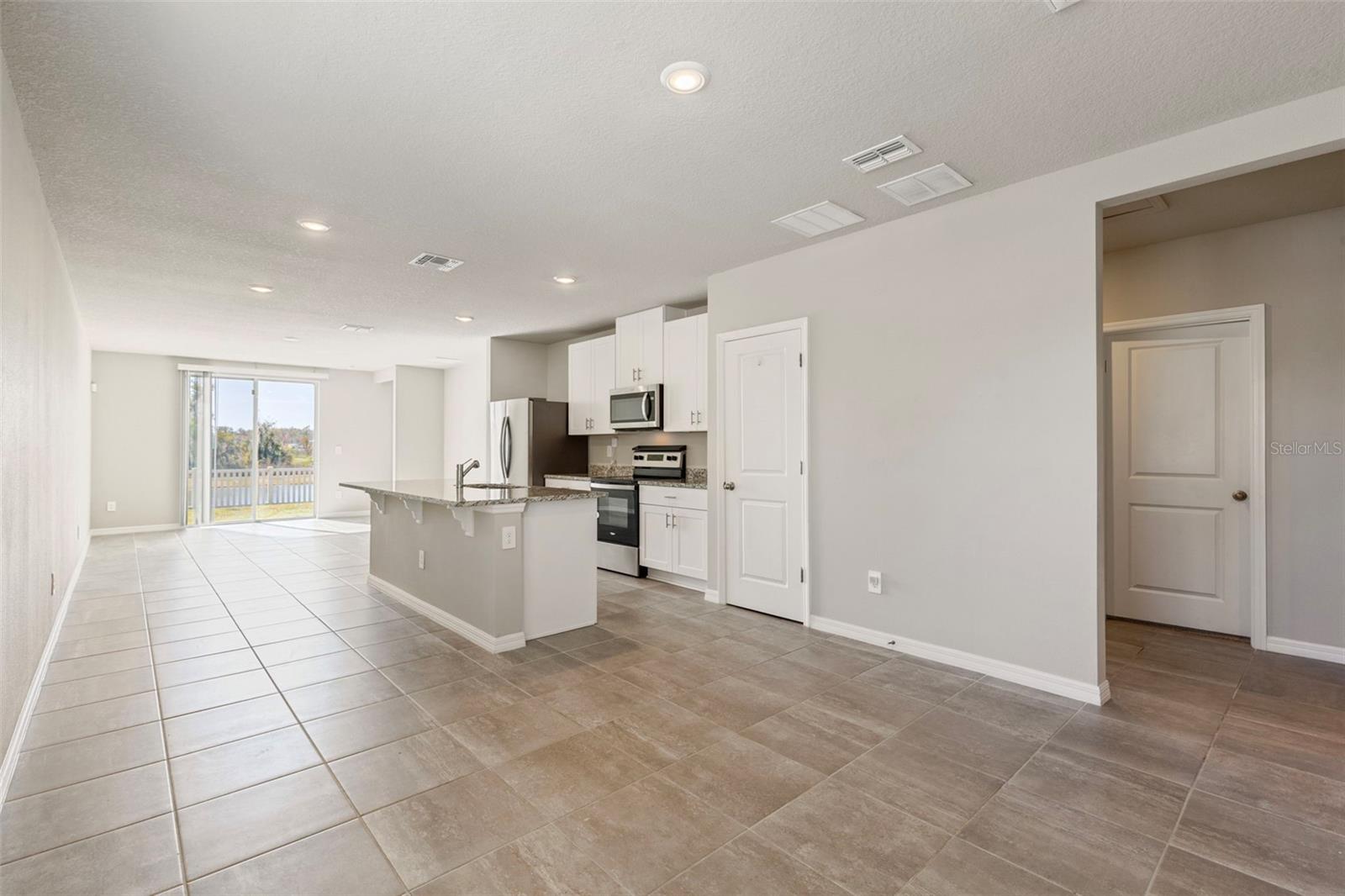 large spaces for dining table and living room