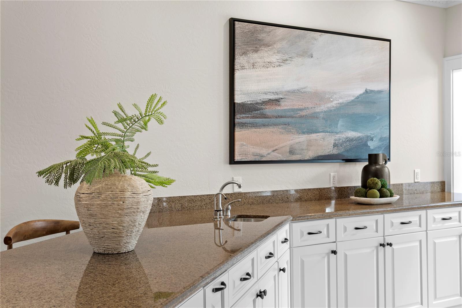 Expansive granite countertop in kitchen