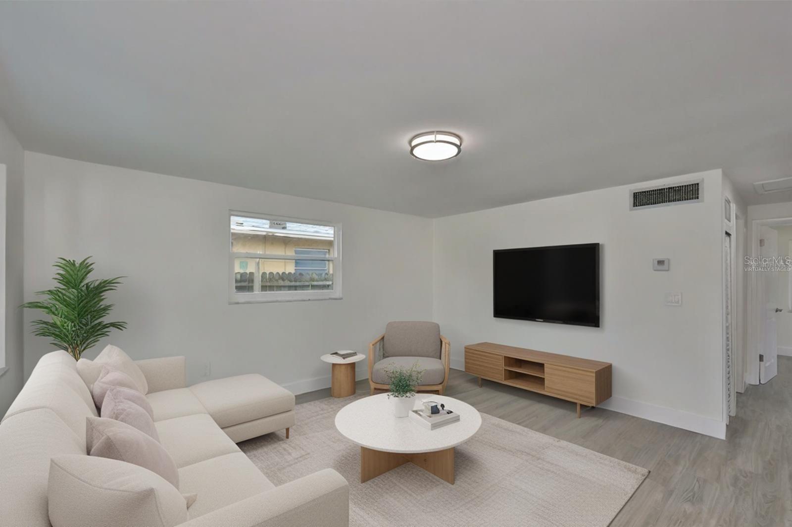 Living room virtually staged